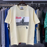 Rhude T Shirts Pentium Horse Printing Cotton Casual Short Sleeve Men and Women