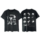 Erd melancholic rich second generation short-sleeved portrait sketch graffiti cross-border new high street loosecasual print