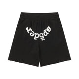 Spder hip hop singer youngthug foam letter couple short-sleeved t-shirt full of diamonds shorts