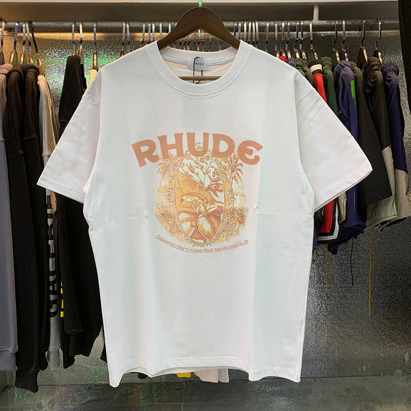 Rhude T Shirts Printed Cotton Casual Short Sleeve Men and Women