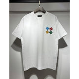 [gram] am flow paint graffiti letter starry sky classic logo print short sleeve couple t-shirt