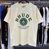 Rhude T Shirts Green Print Loose Casual Short Sleeve Men and Women