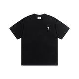 Classic spring/summer white adc heart embroidery short-sleeve t-shirt - minimalist, lightweight, and breathable
