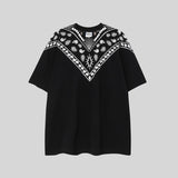 mb short-sleeved python lion head colorful feather wings t-shirt european and american loose couple