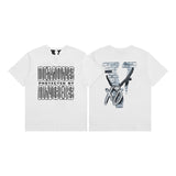Cross-border supply large v letter lne cherry blossom short half-sleeve sketch embroidery lip print graffiti print short