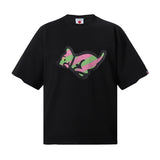 Bbc american high street ice cream flying dog printing short sleeve t-shirt casualshortsloose half lengthjeans summer