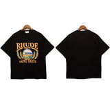 American rhu co-branded marlboro f formula traffic jam coconut tree sunset logo short-sleeved couple t