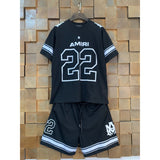 Amri short-sleeve t-shirt, numbered jersey, soccer uniform, mesh athletic casual shorts