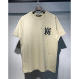 Wholesale amri splatter paint letter logo short sleeve t-shirt couple outfit high quality pure cotton shorts set