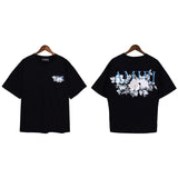 Cross-border wholesale correct version am splash ink flow paint camouflage starry sky graffiti letter short-sleeved high street couple t