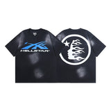 pa long sleeve t-shirt palm tree back letter big logo bat sleeve os dropped shoulders