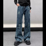 Unisex Jeans Splash Ink Paint Wash Jeans Old Straight Pants