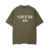 Fog icon double line essentials american high street summerloose couple short sleeve trendy heavy weight t-shirt