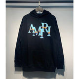Amri splash ink flowing paint starry sky crack letter logo unicorn arm hoodie sweatshirt couple wear long sleeves