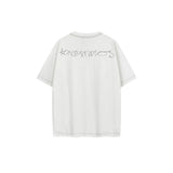 Ac letter print high street washed distressed vintage oversized short sleeve couple t-shirt