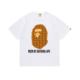 Early spring/summer camo ape head collaboration - little monkey logo print short sleeve couple's trendy tee