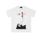 Erd: brooding rich kid - american retro portrait print rock 'n' roll hip-hop pocket oversized short sleeve tee