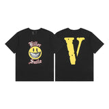 Cross-border supply large v letter lne cherry blossom short half-sleeve sketch embroidery lip print graffiti print short