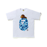 cross-border wholesale japanese style camouflage shark tiger head ape color matching luminous short-sleeved couple loose