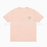 Am short-sleeve macaron color heart embroidery pure cotton loose summer fashion t-shirt crew neck top