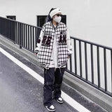 Unisex Baseball Jersey Plaid Baseball Jacket Jacket Loose Spring and Autumn