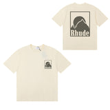 Rhude T Shirts Moon Badge Printing Cotton Casual Short Sleeve Men and Women