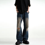 Unisex Jeans Vintage Washed Blue Ripped Jeans