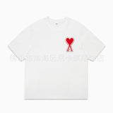 Am short-sleeve macaron color heart embroidery pure cotton loose summer fashion t-shirt crew neck top