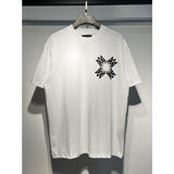 [gram] am flow paint graffiti letter starry sky classic logo print short sleeve couple t-shirt