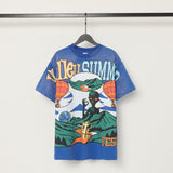 American valley washed distressed printing short-sleeved t-shirt valeforever hoodie sweatshirt long