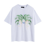 Wholesale foreign trade amir washed distressed tiger head number & letter logo short sleeve t-shirt