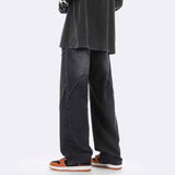Unisex Jeans Retro Blue Wide Leg Jeans Men's Loose Straight Pants
