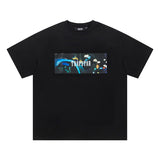 trap gradient letter tiger head short sleeve european and american high street trap star printing t-shirt loose s