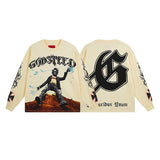 Cross-border wholesale american trend skull metal rock band robot bottom shirt pure cotton looselong sleevest