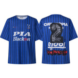 Cross-border american blockcore style patch embroidery t-shirt v-neck sports football uniform mesh quick-drying
