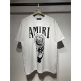 [gram] am peace dove flowing paint graffiti letter starry sky classic logo printing short sleeve couple t-shirt
