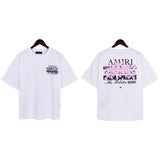 Cross-border wholesale correct version am splash ink flow paint camouflage starry sky graffiti letter short-sleeved high street couple t