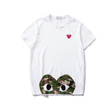 Kawakubo plaloveembroider short-sleeved pure cotton red heart eyes couple t-shirty long sleeves shirt taobao ling