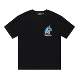 trap gradient letter tiger head short sleeve european and american high street trap star printing t-shirt loose s