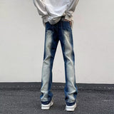 Unisex Jeans Street Vintage Washed Loose Elastic Waist Jeans