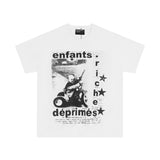 Erd: brooding rich kid - american retro portrait print rock 'n' roll hip-hop pocket oversized short sleeve tee