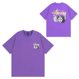 Summer running volume stussy short-sleeved t-shirt dice black eight ice cream comfy basics american couple summer t