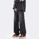 Unisex Jeans Retro Blue Wide Leg Jeans Men's Loose Straight Pants