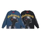Cross-border wholesale american trend skull metal rock band robot bottom shirt pure cotton looselong sleevest