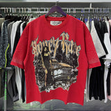 American bkys hot diamond bling glitter washed distressed retroloosepure cotton terry short-sleeved t-shirt