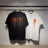 [gram] am peace dove flowing paint graffiti letter starry sky classic logo printing short sleeve couple t-shirt