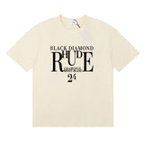 Rhude T Shirts Diamond Solid Color Letter Printing Cotton Casual Short Sleeve Men and Women