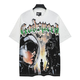 High version gods short sleeve heavy weight washed fog high street rock band skull pure cottonprinting round