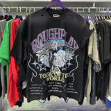High street style roughplay gorilla print tee - distressed ripped faux layered short sleeve - american retro trend