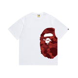 Wholesale japanese style side plaid camo ape head short sleeve color block trendy t-shirt for summer